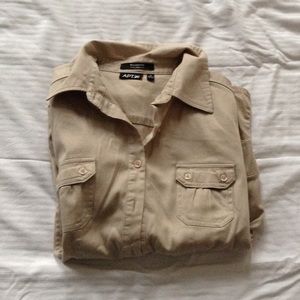 Khaki Button Down Shirt.